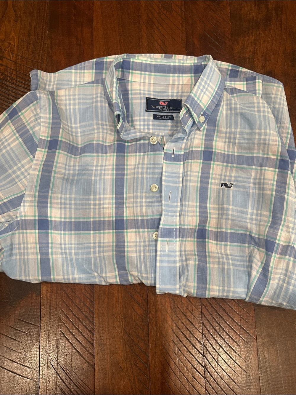 Vineyard Vines Boy's Long Sleeve Pastel Blue Plaid Button-Down Shirt